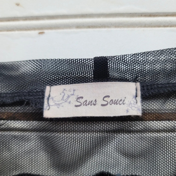 SANS SOUCI Sexy SEQUIN Black Net PARTY COCKTAIL WOMEN'S Sheer Cropped Top Sz S - Picture 8 of 12